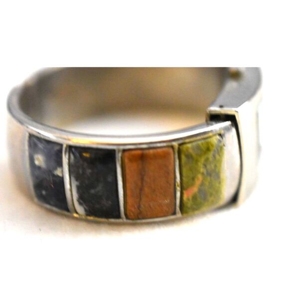 Persona Print Inlay Silver Tone Spring Hinge Cuff New Battery Watch - Picture 3 of 3